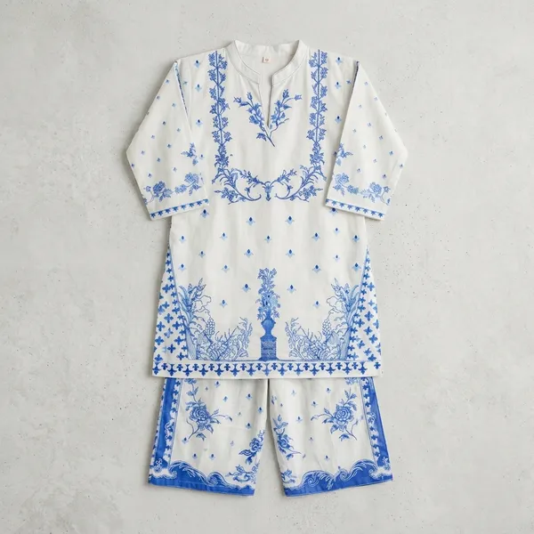 White_Blue_Floral_Embroidered_Cotton_Kurta_Palazzo_Set_for_Girls