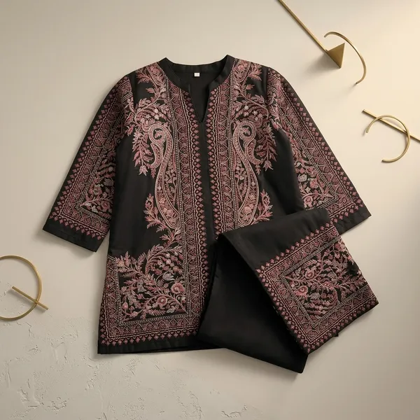 Black_Embroidered_Ethnic_Kurta_Palazzo_Set_for_Girls