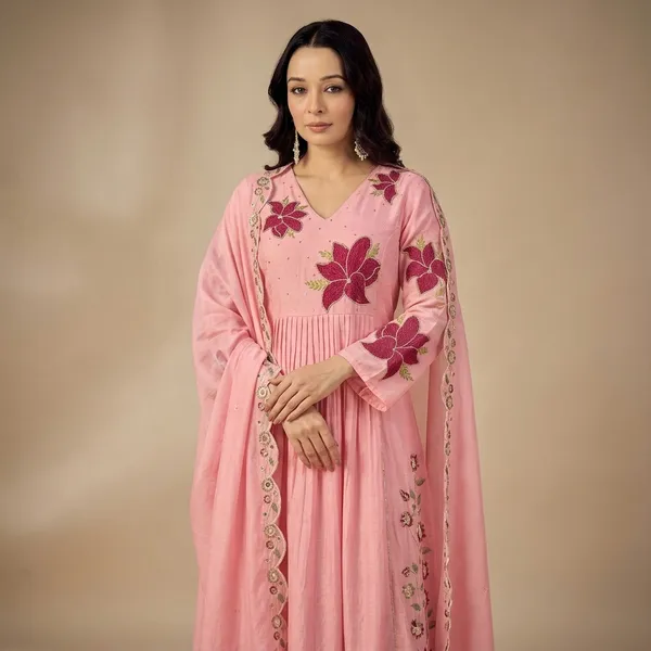 Pink_Silk_Floral_Embroidered_Anarkali_Suit_Set_For_Women
