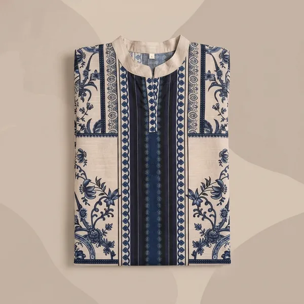 Navy_Blue_Floral_Print_Cotton_Kurta_Set_for_Girls