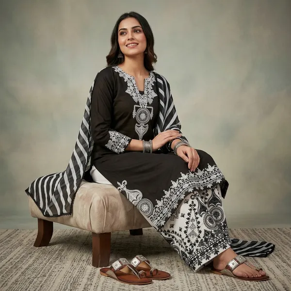 Black_Crepe_Silk_Embroidered_Kurta_Palazzo_Set_For_Women