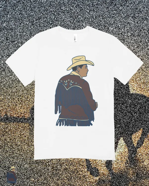 White_Cotton_Regular_Fit_Cowboy_Print_T-Shirt_For_Men