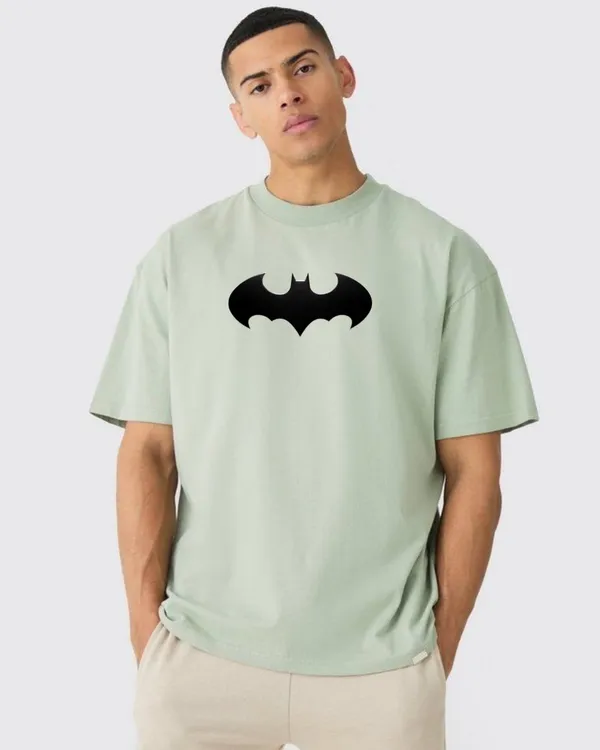 Sage_Green_Cotton_Oversized_Batman_Print_T-Shirt_For_Men