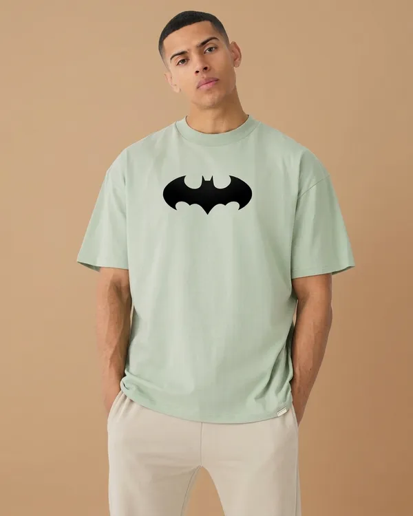 Sage_Green_Cotton_Oversized_Batman_Print_T-Shirt_For_Men