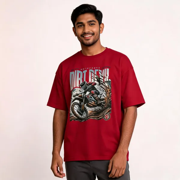 Red_Cotton_Oversized_Printed_Motocross_T-Shirt_For_Men