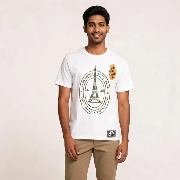 White_Cotton_Printed_Eiffel_Tower_Graphic_T-Shirt_For_Men