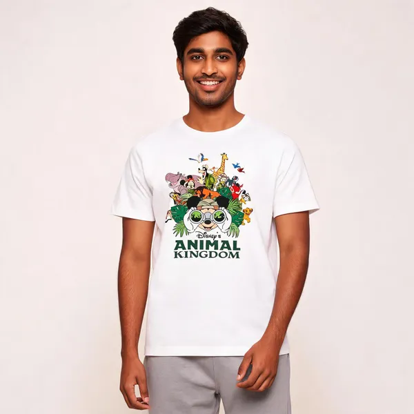 White_Cotton_Disney_Animal_Kingdom_Print_T-Shirt_For_Kids