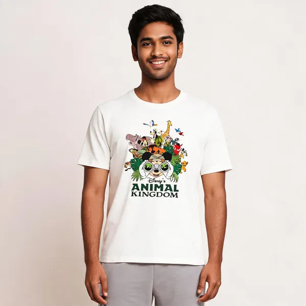 White_Cotton_Disney_Animal_Kingdom_Print_T-Shirt_For_Kids