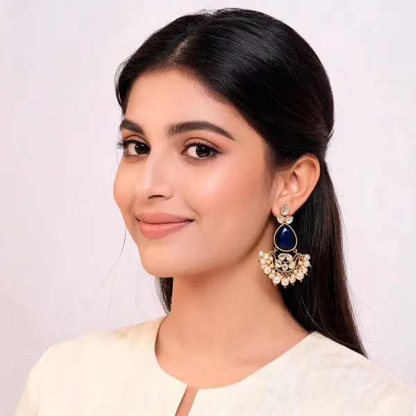 Hamza_earring_Navy_Blue_Stone_German_Silver_Kundan_Pearl_Drop_Earring_For_Women