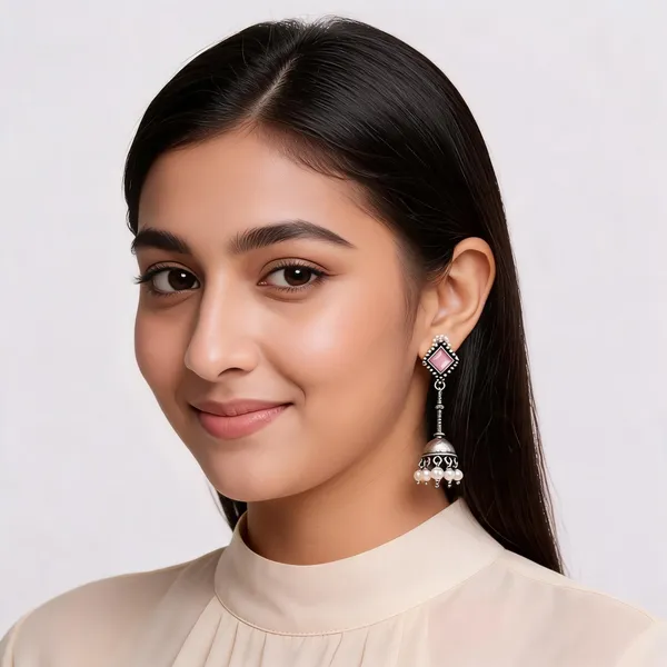 Bella_Pink__German_silver_Jhumka_For_Women