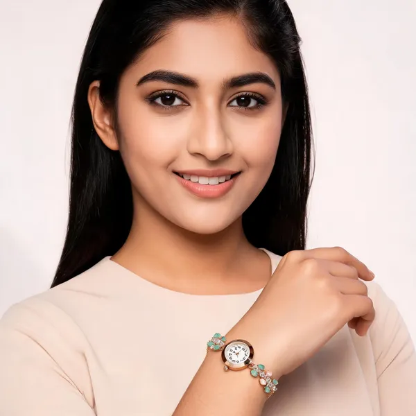 Monalisa_Stone_Watch_Mint,_pink_Stone_Studded_Bracelet_Watch_For_Women