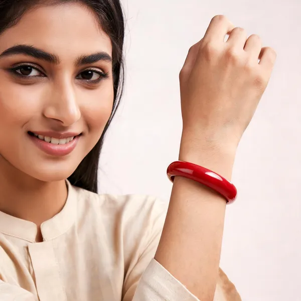 Red_German_Silver_Hammered_Cuff_Bangle_For_Women
