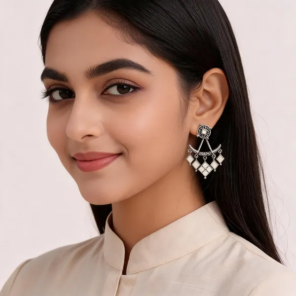 Voila_White_-_German_silver_Earrings_For_Women