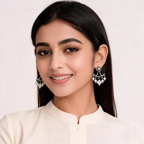Voila_White_-_German_silver_Earrings_For_Women