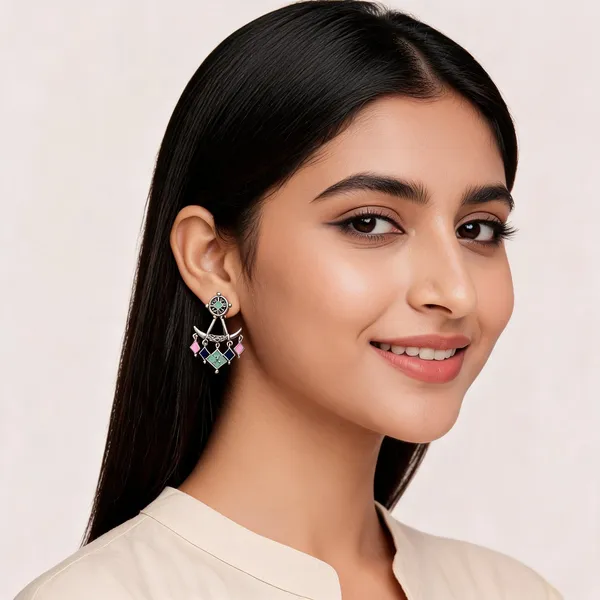 Voila_Mint,_Blue,_Pink-_Silver_Multi_Colour_Earrings_For_Women
