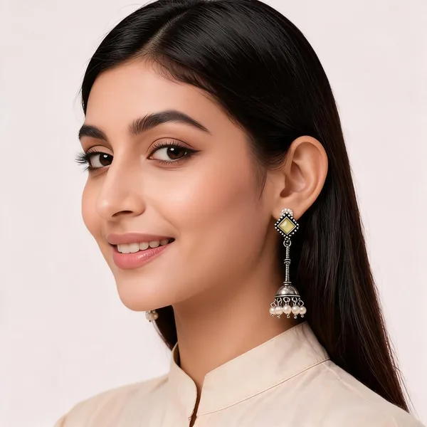 Bella_Yellow_German_Silver_Jhumka_For_Women