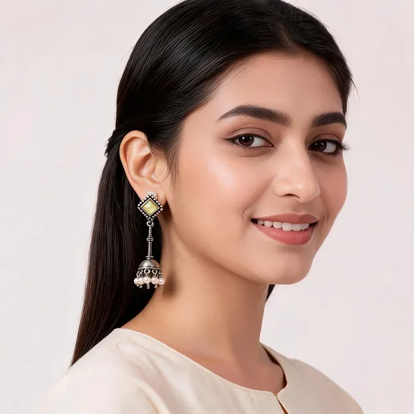Bella_Yellow_German_Silver_Jhumka_For_Women