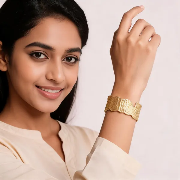 Golden_Muse-_Anti_Tarnish_Hammered_Cuff_Bangle_For_Women