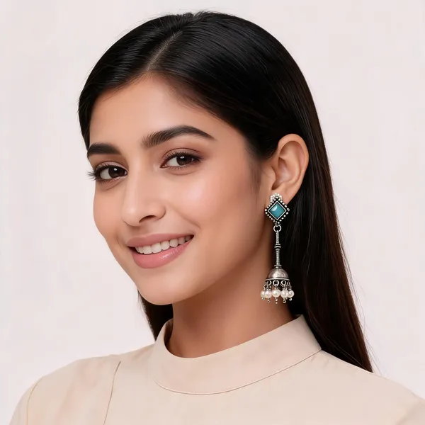 Bella_Light_Blue_German_Silver_jhumka_For_Women