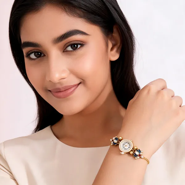 Navy_Blue_Lotus-_German_Silver_Kundan_Lotus_Bracelet_Watch_For_Women