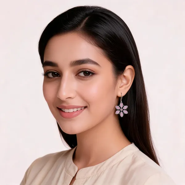 Madhumalti_flower_Pink_German_Silver_Stone_Floral_Drop_Earrings_For_Women