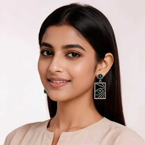 Malay_German_Silver_Green_Stone_Geometric_Drop_Earrings_For_Women