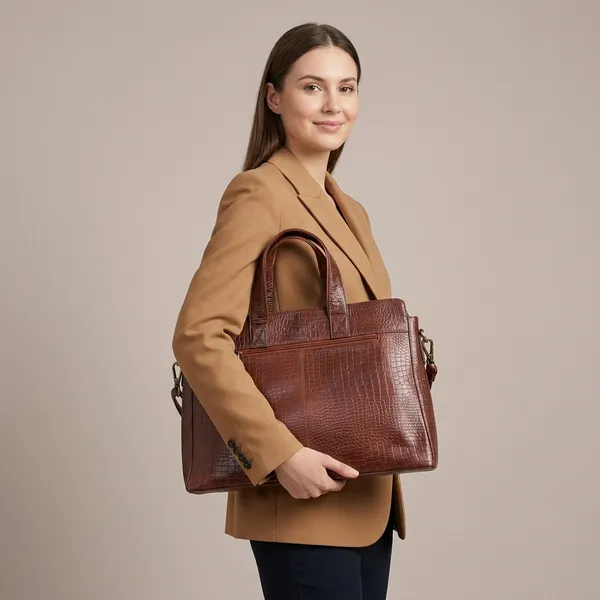 Brown_Croc_Embossed_Faux_Leather_Handbag_For_Men_And_Women