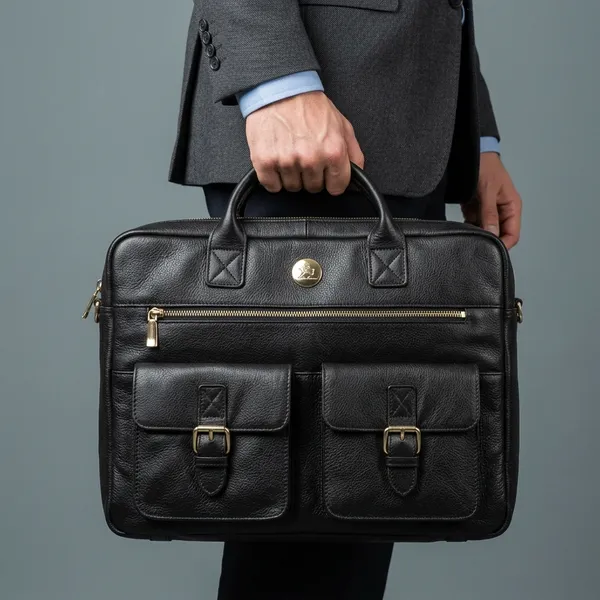 Black_Leather_Dual_Pocket_Briefcase_Laptop_Bag_For_Men_And_Women