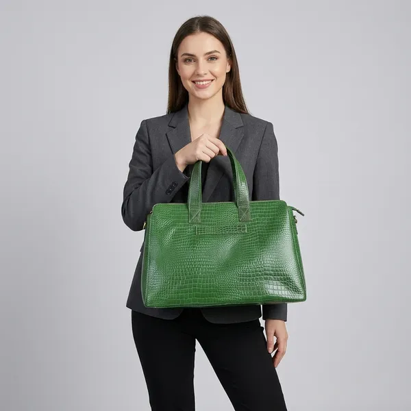 Green_Faux_Leather_Croc_Embossed_Structured_Handbag_For_Men_And_Women