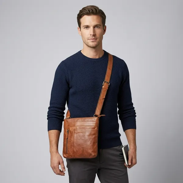 Tan_Leather_Crossbody_Messenger_Bag_For_Men_And_Women