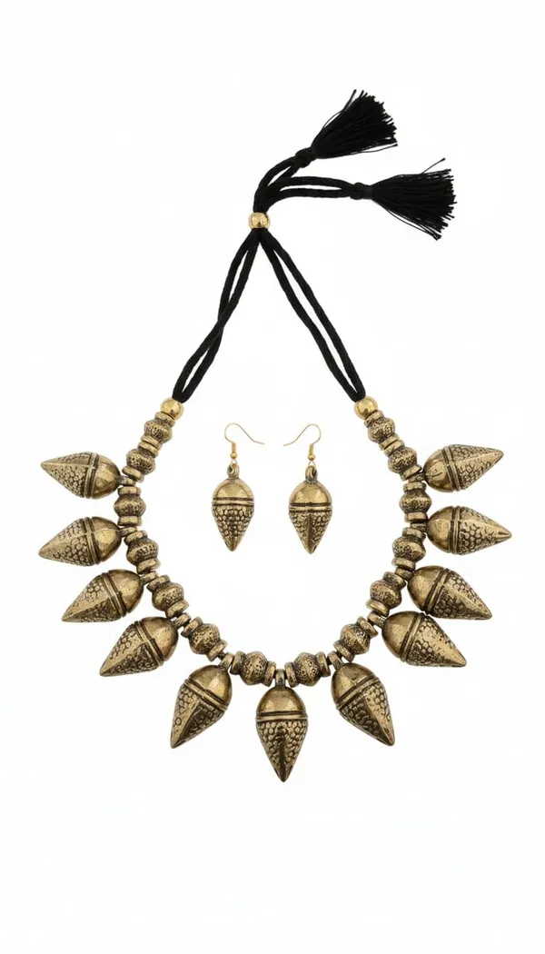 Oxidised_Tribal_Cone_Necklace_Set