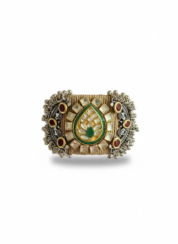 Jute_Kundan_Cuff_Bangle_With_Pearl_Detailing