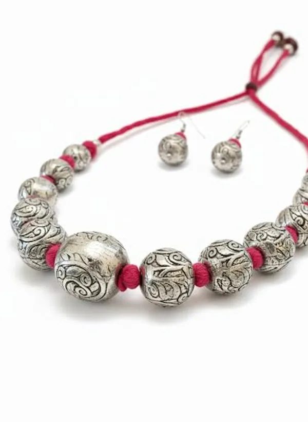 Oxidised_Silver_Tone_Necklace_Set_With_Earrings