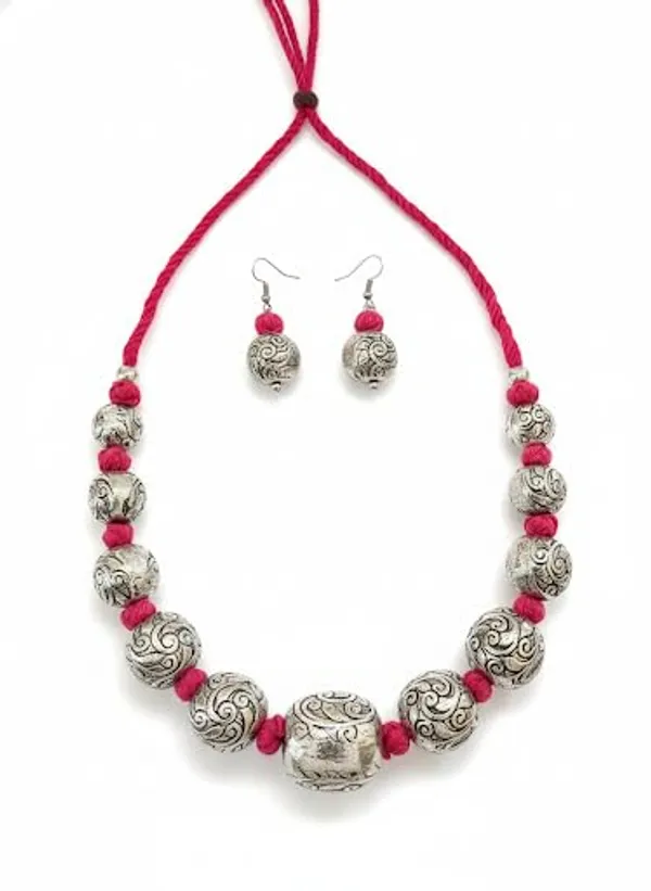 Oxidised_Silver_Tone_Necklace_Set_With_Earrings