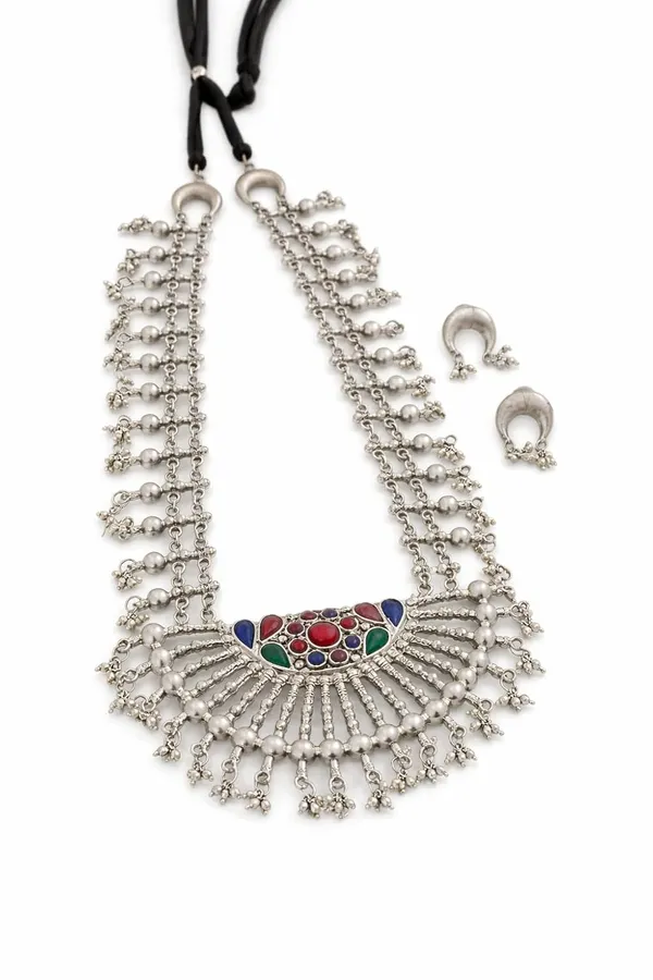 Oxidised_Silver_Necklace_Set_With_Crescent_Earrings