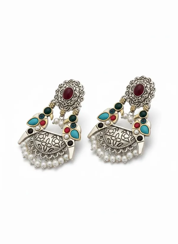 Oxidised_Silver_Pearl_Dangler_Earrings