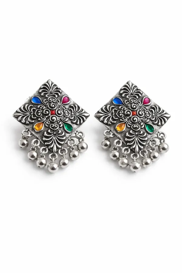 Oxidised_Silver_Tribal_Necklace_Set_With_Earrings