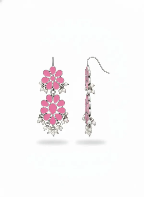 Enamel_Floral_Earrings_With_Ghungroo_Drops