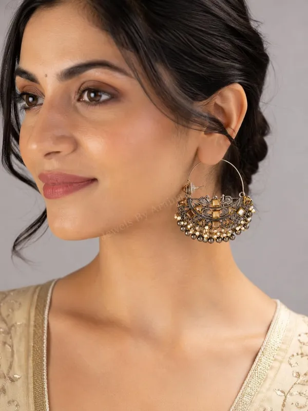 Chandbali_Earrings_With_Pearl_Danglers