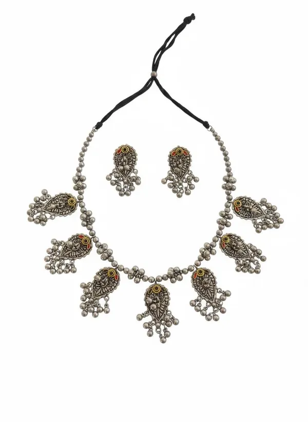 Oxidised_Silver_Necklace_Set_With_Earrings