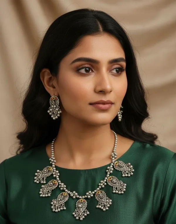 Oxidised_Silver_Necklace_Set_With_Earrings