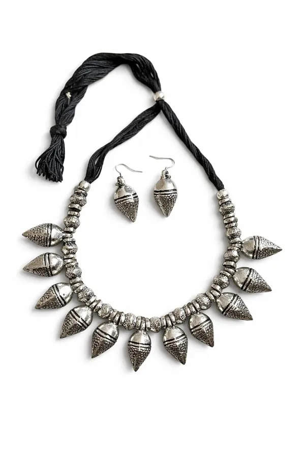 Oxidised_Tribal_Cone_Necklace_Set
