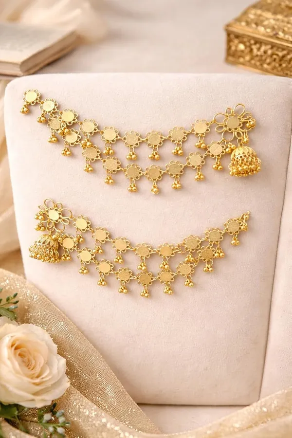 Floral_Jhumka_Earrings_With_Hair_Chains