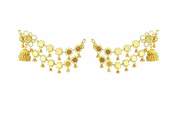 Floral_Jhumka_Earrings_With_Hair_Chains