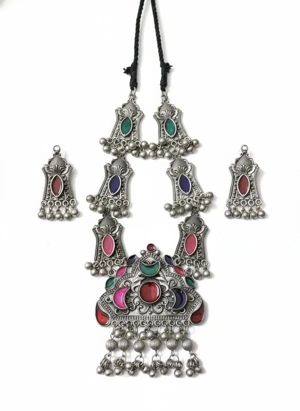 Oxidised_Silver_Necklace_Set_With_Earrings