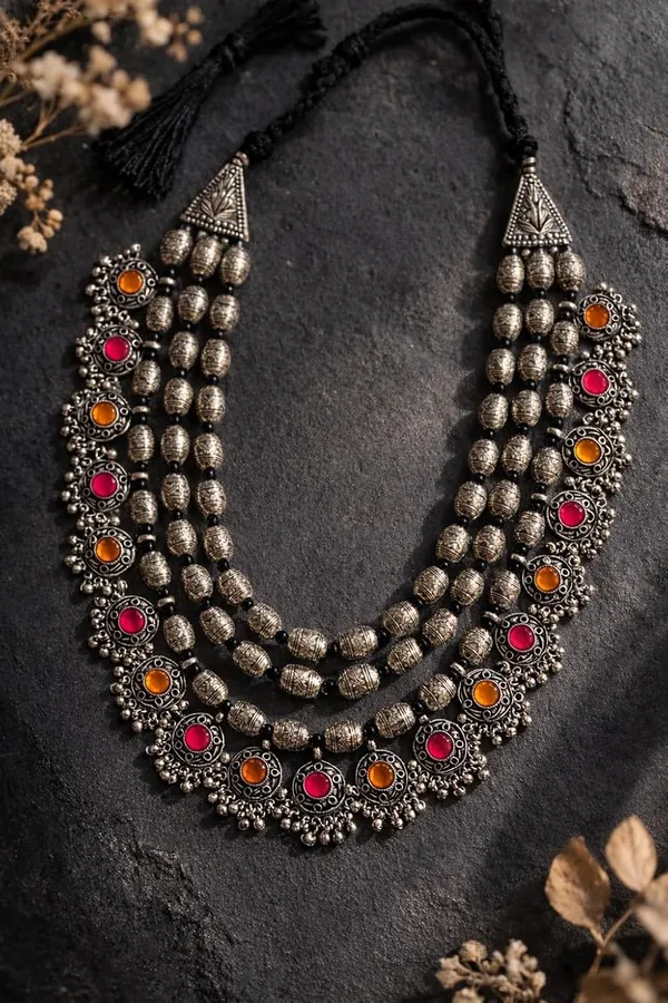 Oxidised_Silver_Layered_Necklace