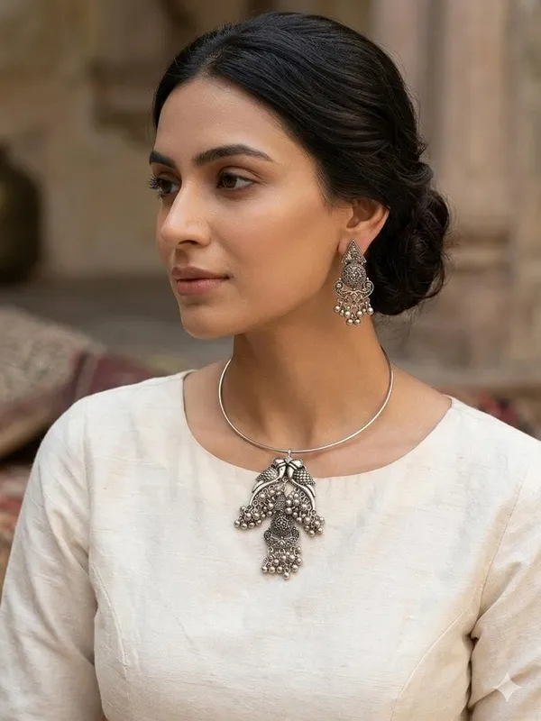 Oxidised_Hasli_Necklace_Set_With_Earrings