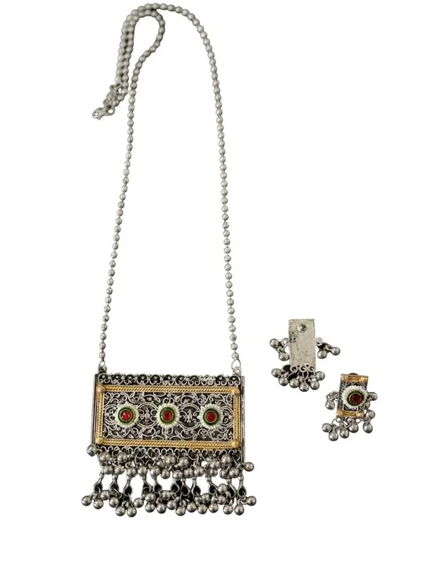 Rectangular_Pendant_Oxidised_Necklace_Set