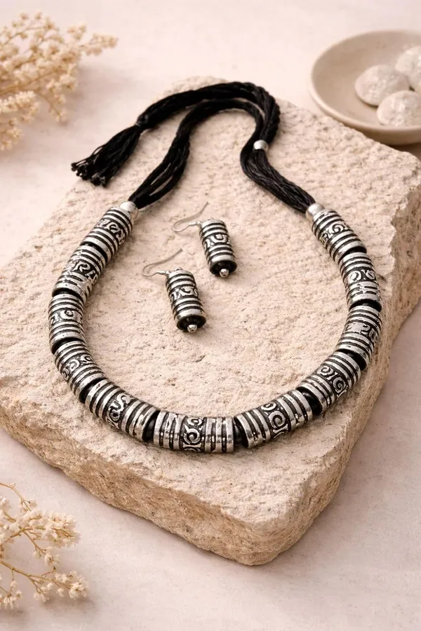 Oxidised_Necklace_Set_With_Earrings