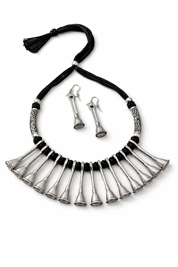 Oxidised_Choker_Necklace_Set_With_Earrings